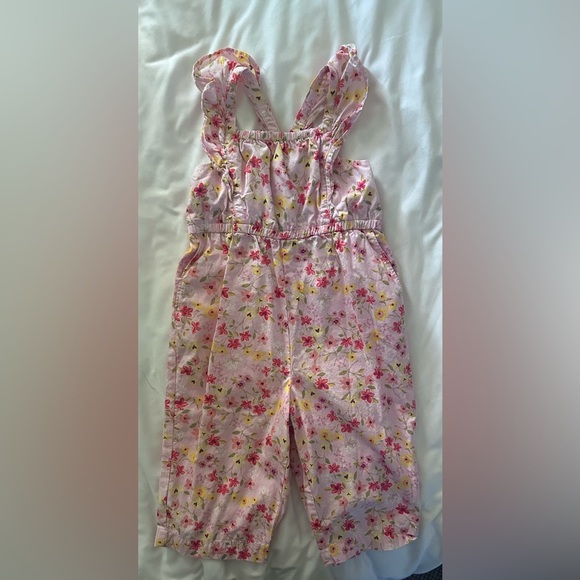 ⭐️ Tea Collection Pink Floral Pants Romper Size 2 - Picture 1 of 5